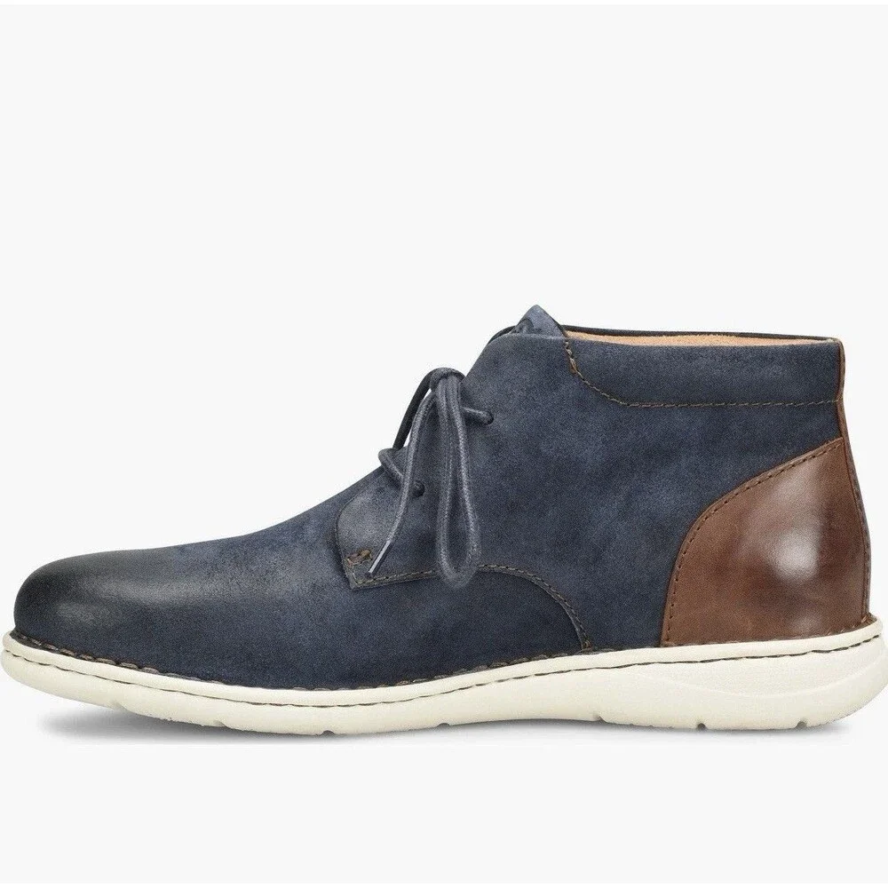 new BORN Theo Chukka sport flexible Boots shoes Men full grain leather navy 10.5